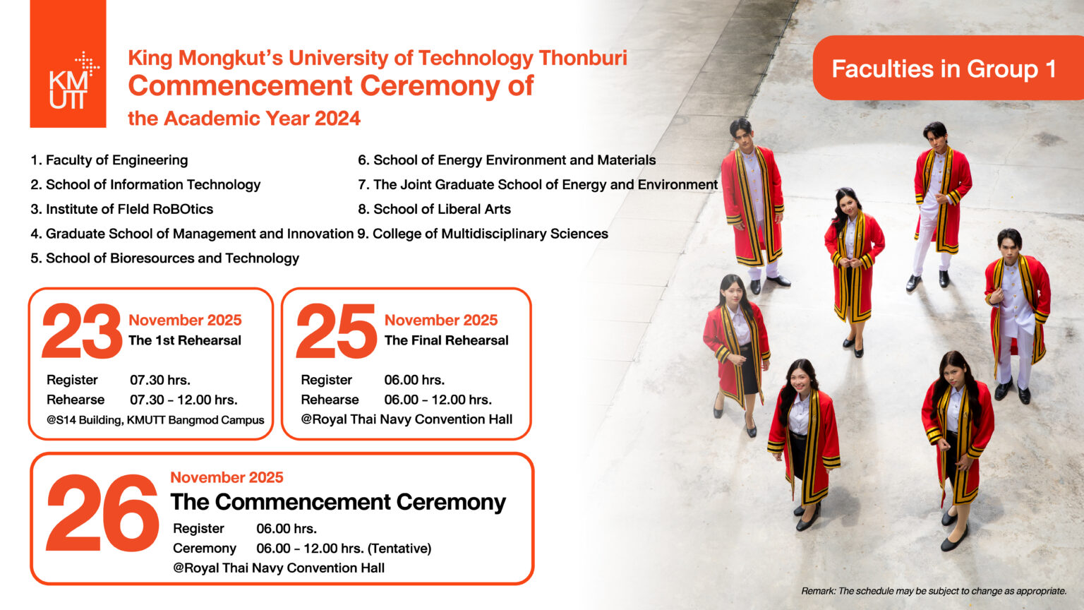 Commencement Ceremony Schedule for Academic Year 2024 - Graduation